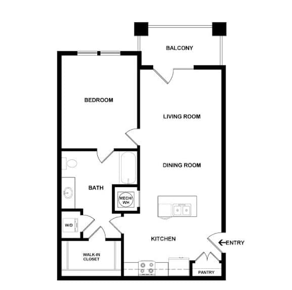 A black and white floor plan of a house with a balcony.