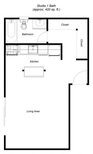 Floor Plan  1 Bedroom floor plan for Sunnyvale Apartments