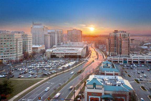 Sunset and Skyline views at Harrison at Reston Town Center, Reston, VA, 20190