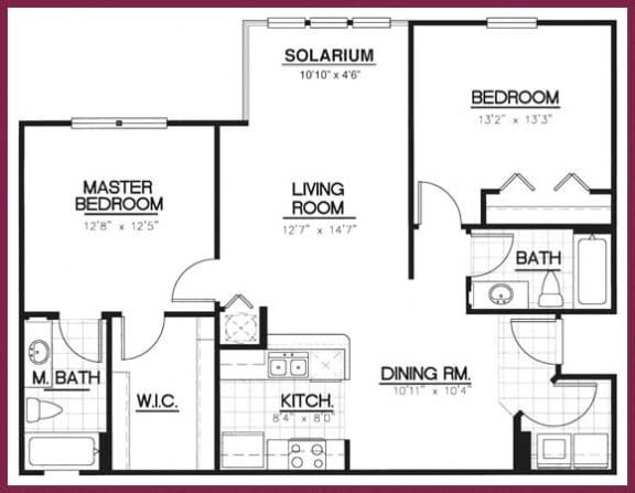 Floor Plan  Alexander Floorplan, two bedroom, two bath with Solarium, 1088 square feet