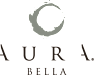 A logo with a circle and the word AURA in the middle and BELLA at the bottom.