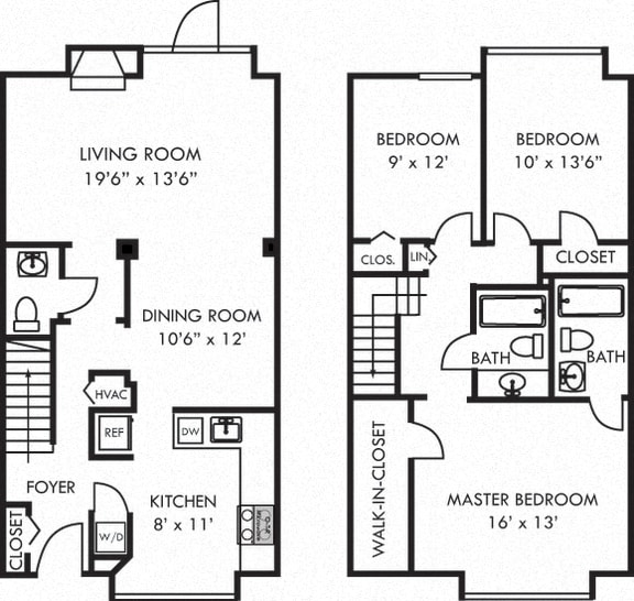 Blakemore. 3 bedroom townhome. Kitchen, living, and dinning rooms. 2 full bathrooms + powder room. walk-in closet, master. Patio/balcony.