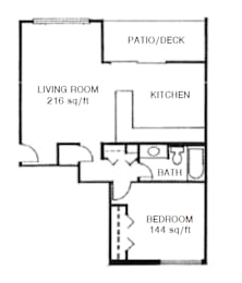  Floor Plan 1 Bedroom/1 Bathroom