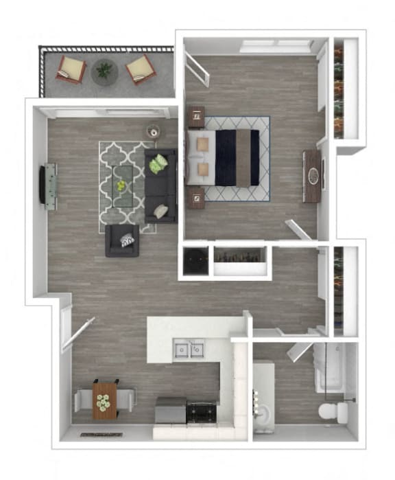 Sunset Barrington Gardens 1BR A floor plan  at Sunset Barrington Gardens, California, 90049