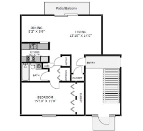  Floor Plan One Bedroom Apartment
