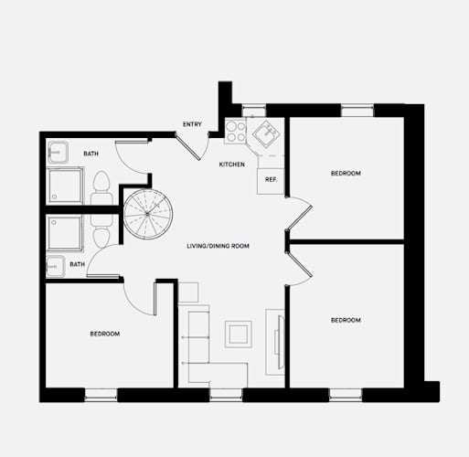 Floor Plan  194 3 Bed 2 Bath