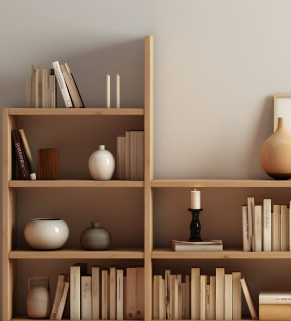 A chair and a table are in front of a brick wall.