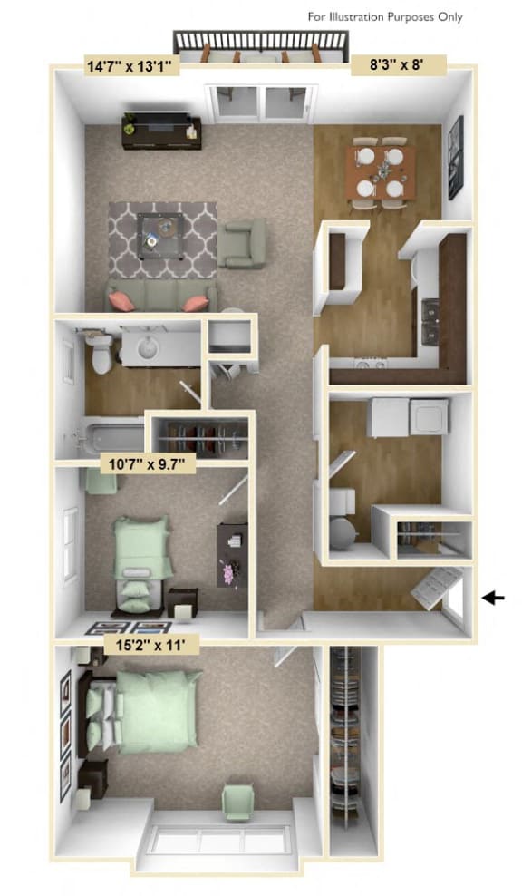 Two Bedroom Clover Ranch Style Floor Plan Two Bedroom Clover Ranch Style Floor Plan at Shannon Manor Townhouses, Michigan
