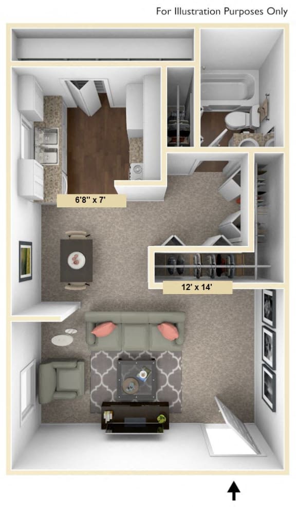 Hampton Studio Floor Plan Hampton Studio Floor Plan at Windsor Place, Davison, MI, 48423