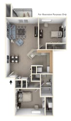 Two Bedroom, One Bathroom Floor Plan Two Bedroom, One Bathroom Floor Plan at Windmill Lakes Apartments, Holland