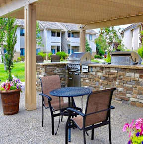 Outdoor Grill And Patio at Sharlands Terrace Apartments, Apartments, Reno, NV