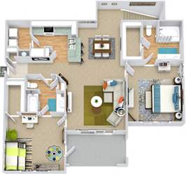 Springwell with attached garage. 2 bedroom apartment, stairs to entry. Kitchen with bartop open to living/dinning rooms. 2 full bathrooms, double vanity in master. Walk-in closets. Patio/balcony.