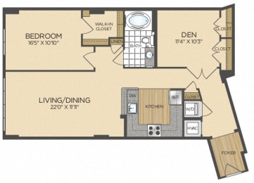 1 bedroom apartments with den in washington DC