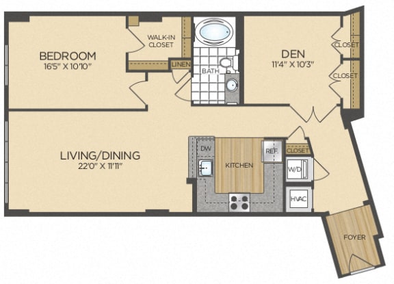 1 bedroom apartments with den in washington DC