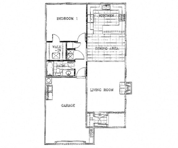 Floor Plan  Birch Court 1 Bedroom Floorplan