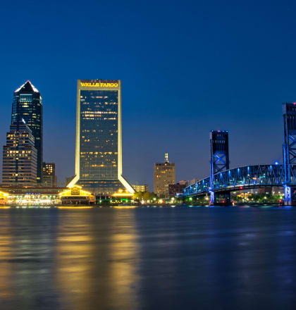 the skyline of the city at night