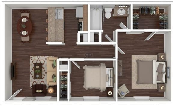 Floor Plan  2 Bed 1 Bath Floor Plan at The Life at Forest View, Clute, Texas
