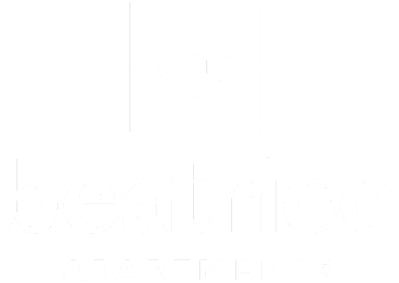 the logo for benefits apartments with a white flower on a green field