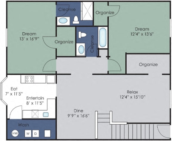 Cambridge Floor Plan at Holly Point Apartments