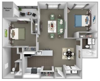 Hampshire Green Apartments - B2 (Ashbourne) - 2 bedroom - 2 bath - 3D