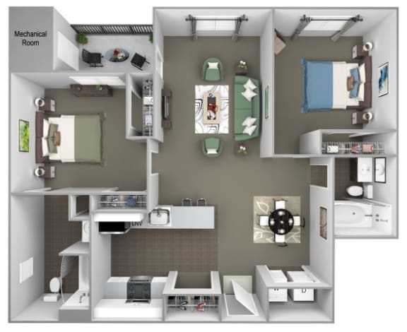 Hampshire Green Apartments - B2 (Ashbourne) - 2 bedroom - 2 bath - 3D