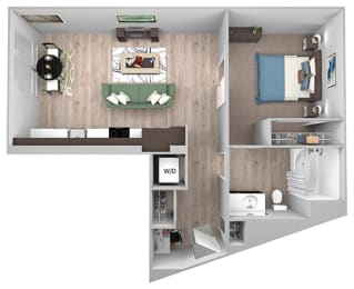 Floor Plan  La Via - A01f - studio - 1 bath - 3D floor plan