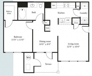 1 bedroom luxury apartments with terrace in Reading, MA