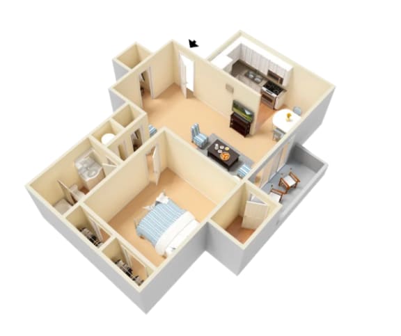 Kaplan Floor Plan at Clarion Crossing Apartments, PRG Real Estate Management, Raleigh, 27606