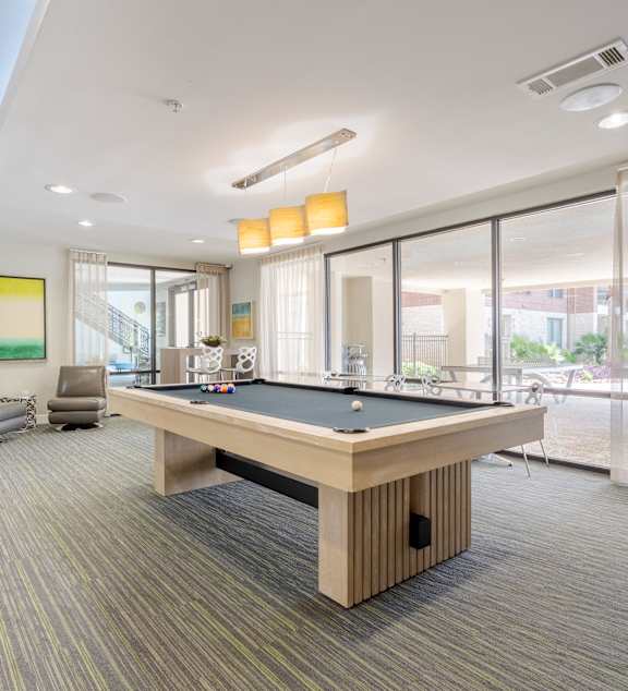 Billiards Table In Clubhouse at Imperial Lofts, Sugar Land, Texas