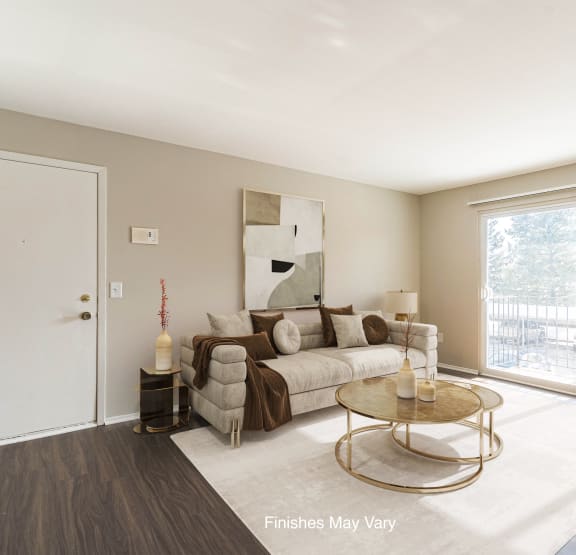 Bluebell Renovated Living Room at Bristol Square and Golden Gate Apartments in Wixom, MI