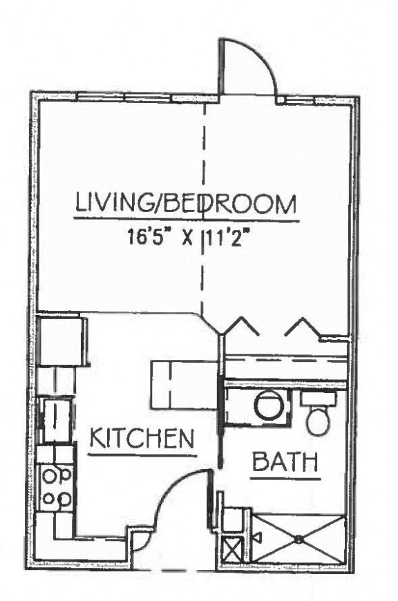 Studio bedroom floor plan  l Blakely Echo Lake