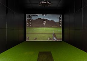 Golf Simulator at Vibe Apartments at Arbour Lake, Calgary Alberta