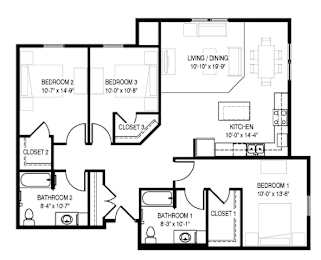  Floor Plan Three Bedroom Market Rate