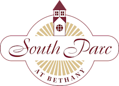 A logo for South Parc at Bethany features a house and a sunburst design.