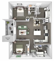 The Haven at Shoal Creek - B1 - Revive - 2 bedroom - 2 bath - 3D