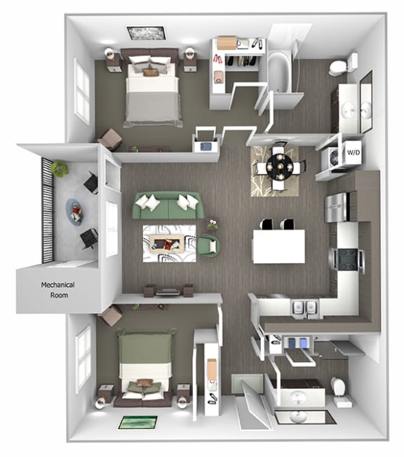 The Haven at Shoal Creek - B1 - Revive - 2 bedroom - 2 bath - 3D