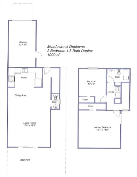 Duplexes-Floor Plan at Meadowrock Duplexes, Santa Rosa, CA, 95403