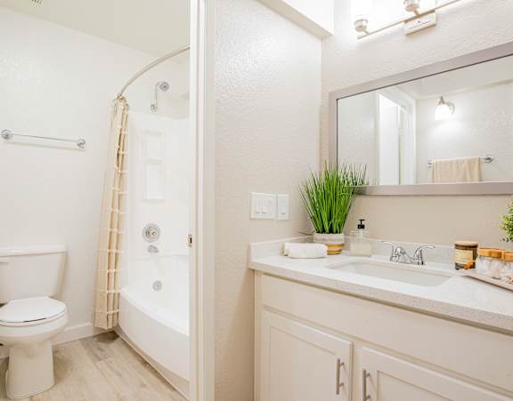 a bathroom with a toilet sink and shower