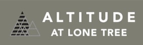 A logo with a mountain and the words "Altitude at Lone Tree" in front of it.
