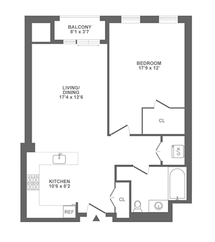 Floor Plan  one bedroom, balcony