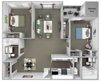 Hampshire Green Apartments - B4 (Ballymore) - 2 bedroom - 2 bath - 3D