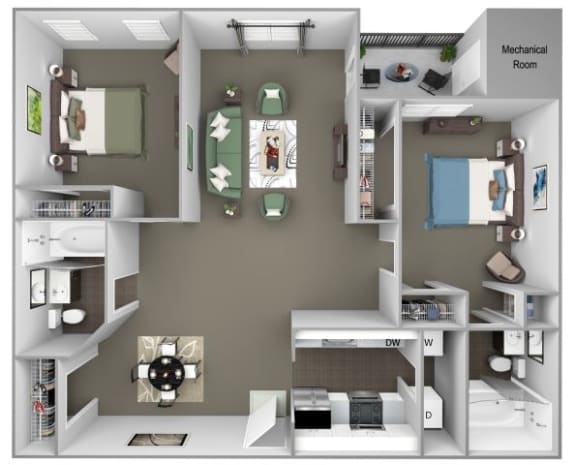 Hampshire Green Apartments - B4 (Ballymore) - 2 bedroom - 2 bath - 3D