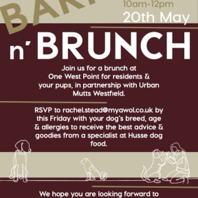 a poster for the bark n' brunch event