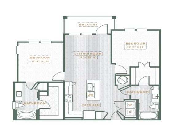 B2 Floorplan at POINTE AT EAST SHORE APARTMENTS, APOPKA, FL, 32703
