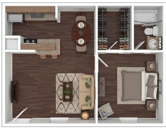1 Bedroom 1 Bath Floor Plan at The Life at Forest View, Clute, TX