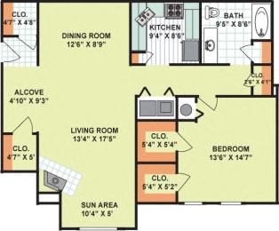 Floor Plan  One Bedroom One Bath (1,093 Square Feet)