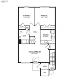  Floor Plan 2 Bedrooms