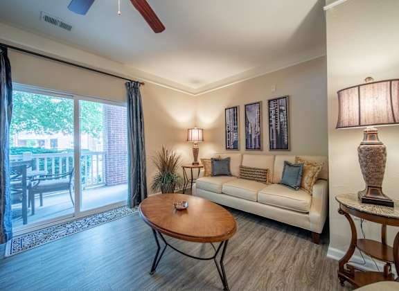 Living Area With Balcony at Rose Heights Apartments, Raleigh, 27613