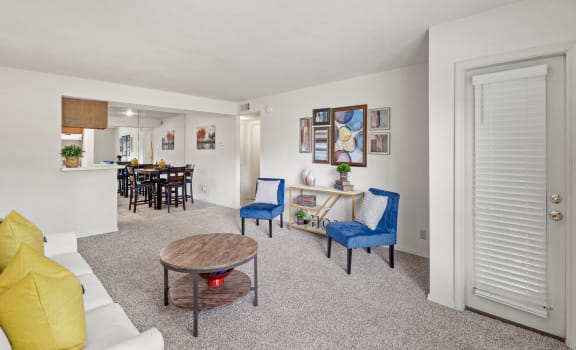 our apartments offer a living room at Pebblebrook, Overland Park, Kansas