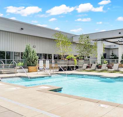 A large outdoor swimming pool at Custom House, Saint Paul, 55101